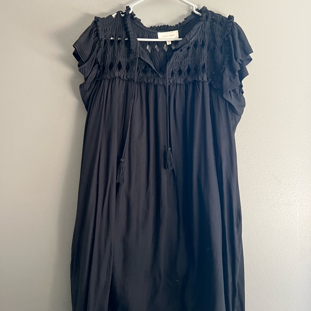 Dear John Elegant Black Crochet Blouse